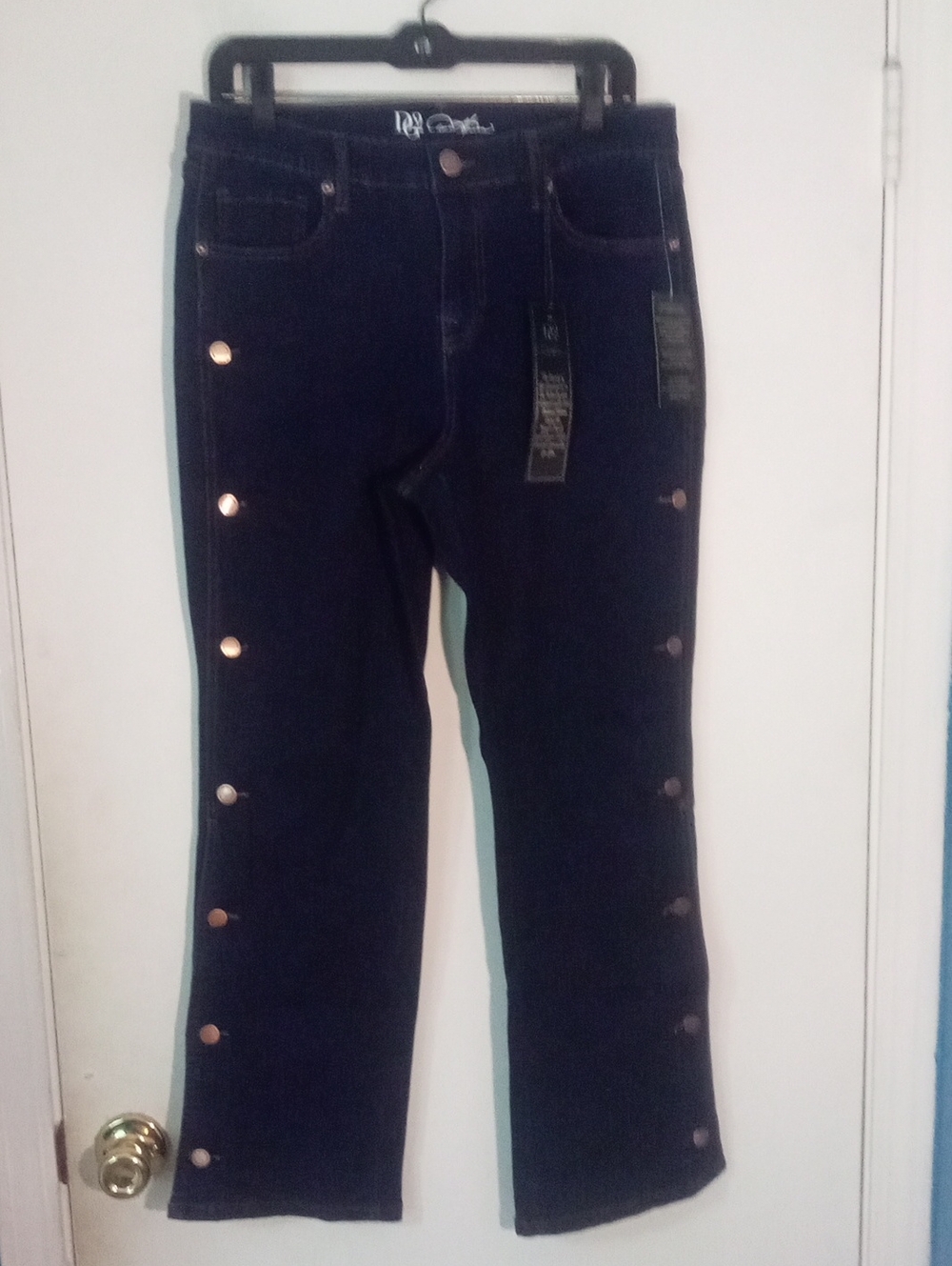 Dg2 By The Loom Dark Blue Women’s Button Trim Jeans 12P 12 Petite NWT $90